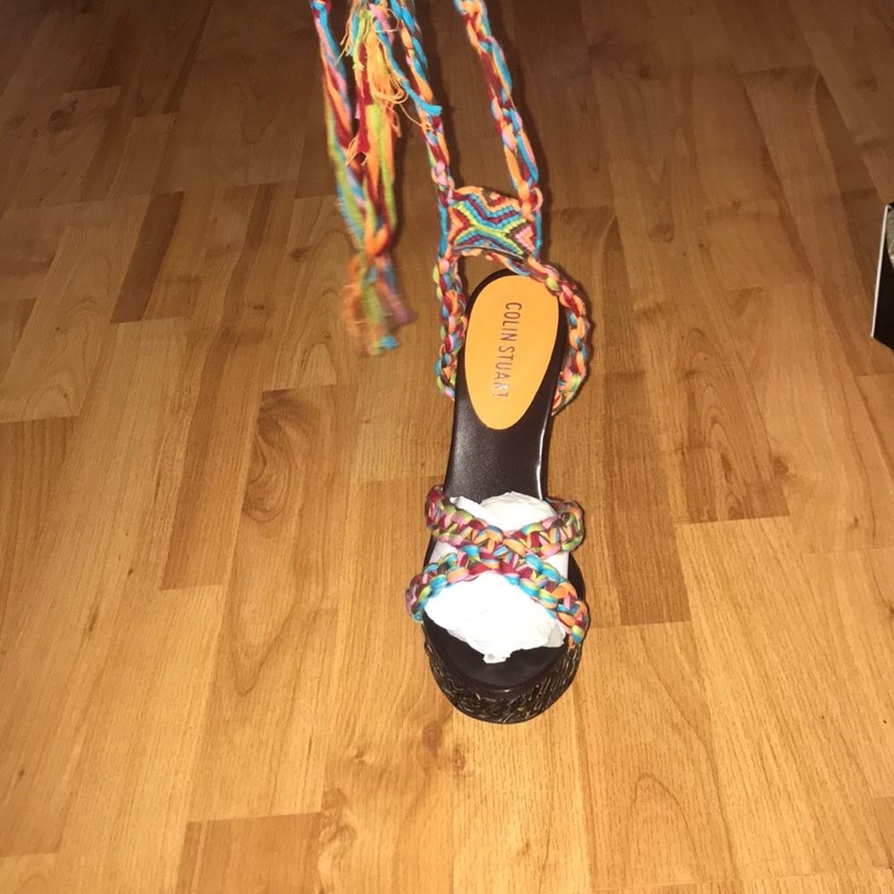 Colin Stuart Multicolored tie up wedges - Picture 3 of 6